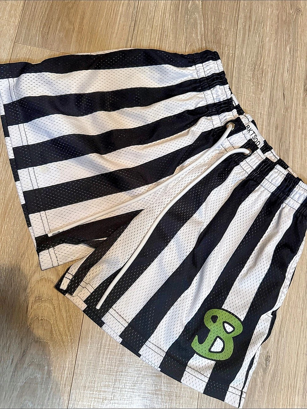 BKTSQAD Striped Athletic Shorts Black & White Medium
